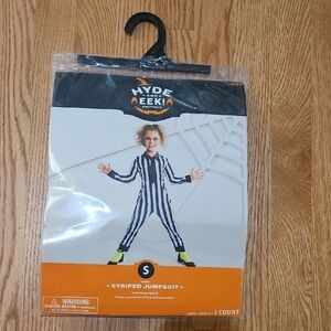 NWT Target HYDE AND EEK Kids Striped Jumpsuit Costume - Black and White S (6-7)